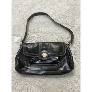 Liz & Co Leather Purse Black Over the shoulder Handbag Medium 13”x6”